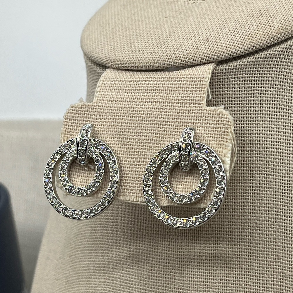 Nolan Miller Glamour Collection Pave Triple Circle Earrings w/ Box and Cert - Picture 11 of 17